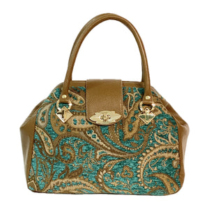 Annabelle Doctor Bag Aqua Marine Tapestry and Leather