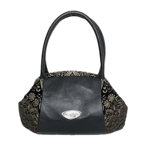 Madison Doctor Bag Black Leather and Tapestry