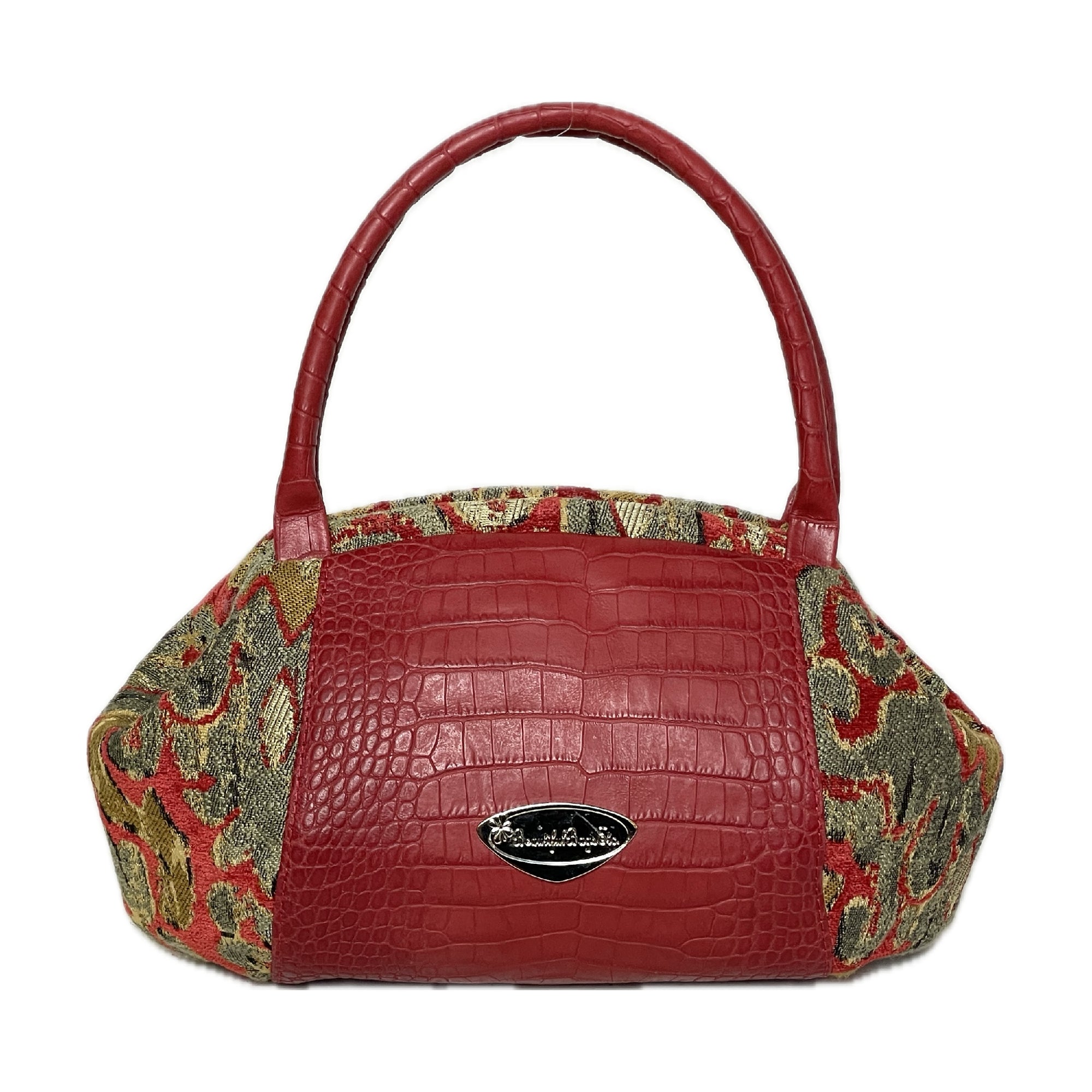 Madison Doctor Bag Red Leather and Tapestry