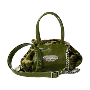 Madison Mini Doctor Bag Green Velvet and Leather