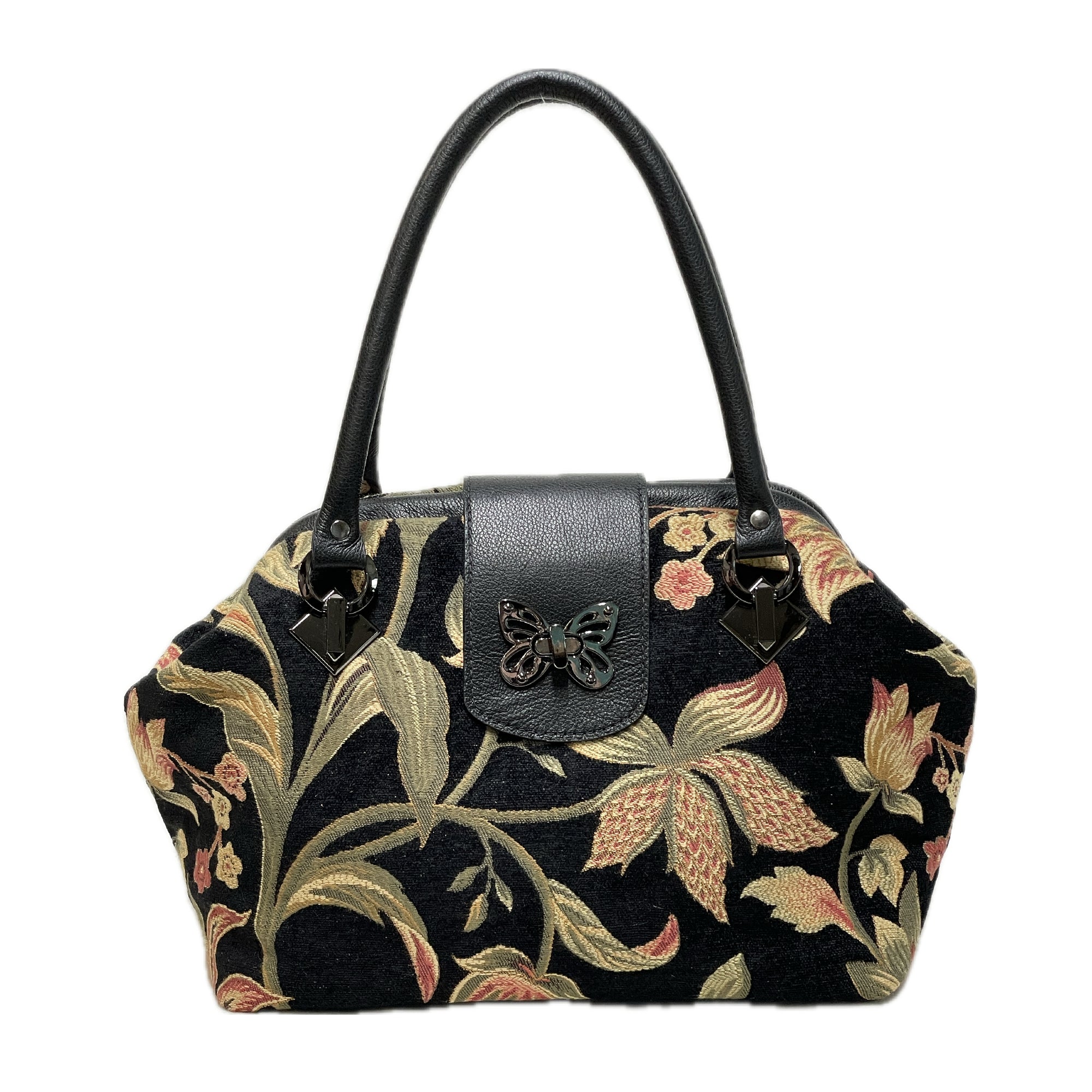 Margret Doctor Bag Black Velveteen Tapestry