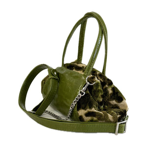 Madison Mini Doctor Bag Green Velvet and Leather