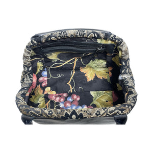 Madison Doctor Bag Black Leather and Tapestry