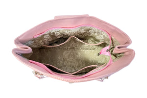 Penelope Tote Pink Leather and Tapestry