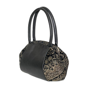 Madison Doctor Bag Black Leather and Tapestry