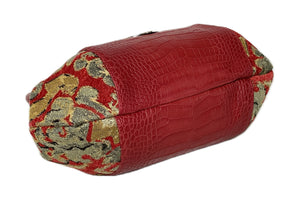 Madison Doctor Bag Red Leather and Tapestry