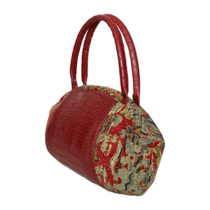 Madison Doctor Bag Red Leather and Tapestry