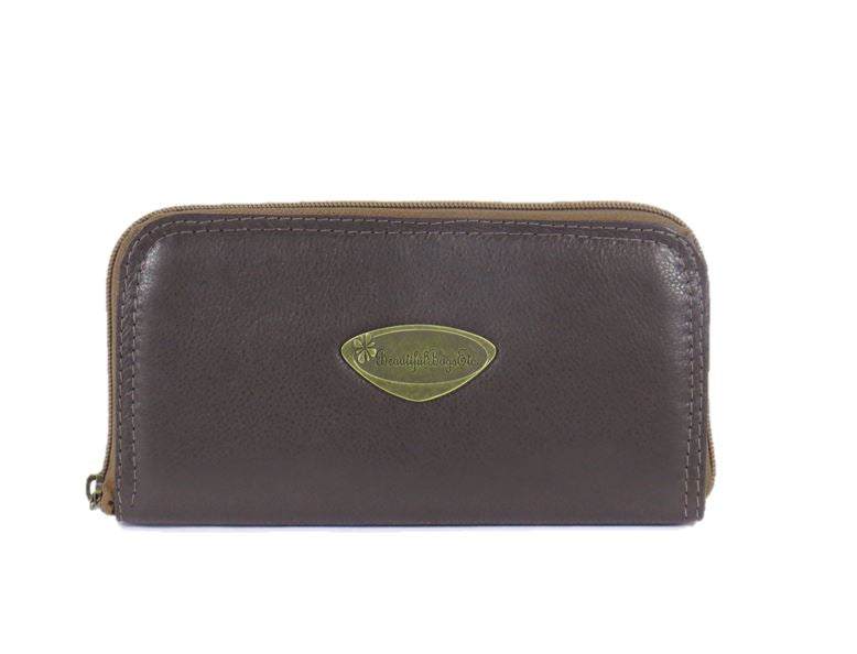 Brown Leather Wallet Leather Zip Around Wallet With Credit 